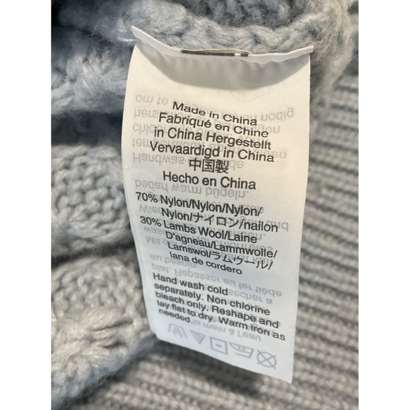 J. Crew Pullover‎ Cable Knit Bauble Lambs Wool Blend Fisherman Blue Sweater L - Picture 9 of 10